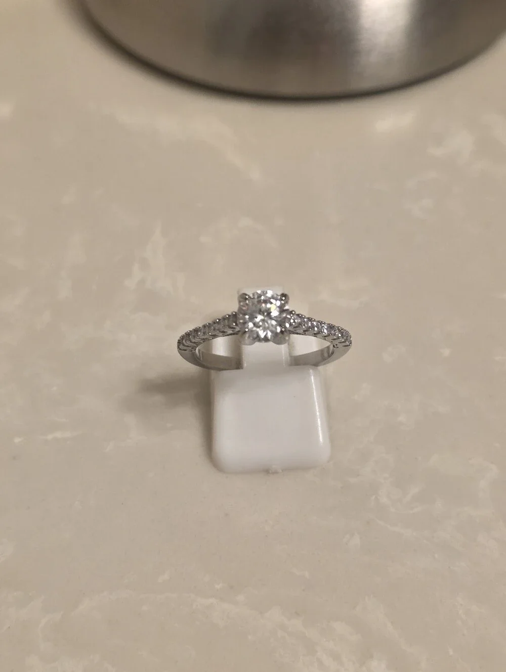 Silver CZ Solitaire Ring Size 8